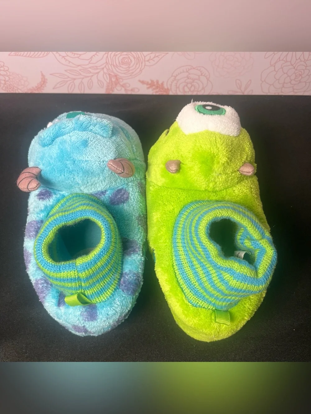 Disney PIXAR Monsters Inc Bootie Slippers 3D Sully & Mike Kid Size 7-8 Non-slip